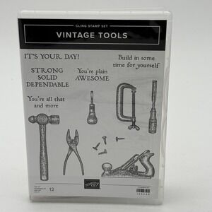Stampin Up Vintage Tools Cling Stamp Set  Masculine Strong Solid Dependable NEW